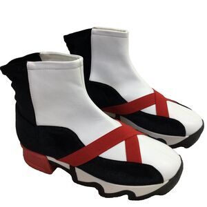 iRi Womens Colorblock Outline Sock Sneakers Shoes White Black Size 7.5